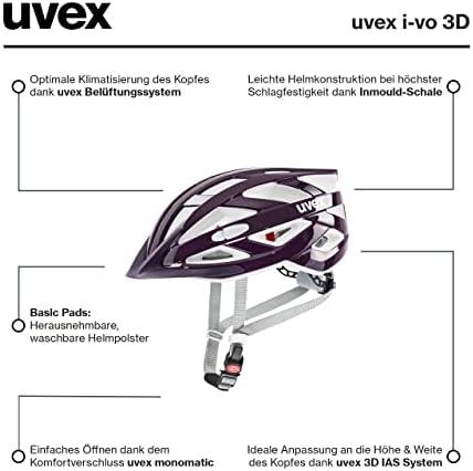 uvex i-vo 3D Helm - Leichter Allround-Schutz für Damen & Herren - individuelle Größenanpassung und LED-Erweiterung