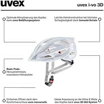 uvex i-vo 3D Helm - Leichter Allround-Schutz für Damen & Herren - individuelle Größenanpassung und LED-Erweiterung