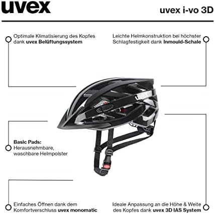 uvex i-vo 3D Helm - Leichter Allround-Schutz für Damen & Herren - individuelle Größenanpassung und LED-Erweiterung