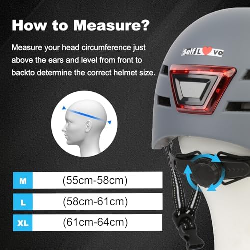 SelfLove Fahrradhelm mit LED-Scheinwerfer und Rücklicht - Sicherer, leichter Helm für Radfahrer*innen im Alltag