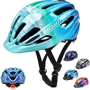 Exclusky Kinder Fahrradhelm 50-57 cm mit Licht & Visier - Sicheres Fahren für Jungen & Mädchen 5-13 Jahre